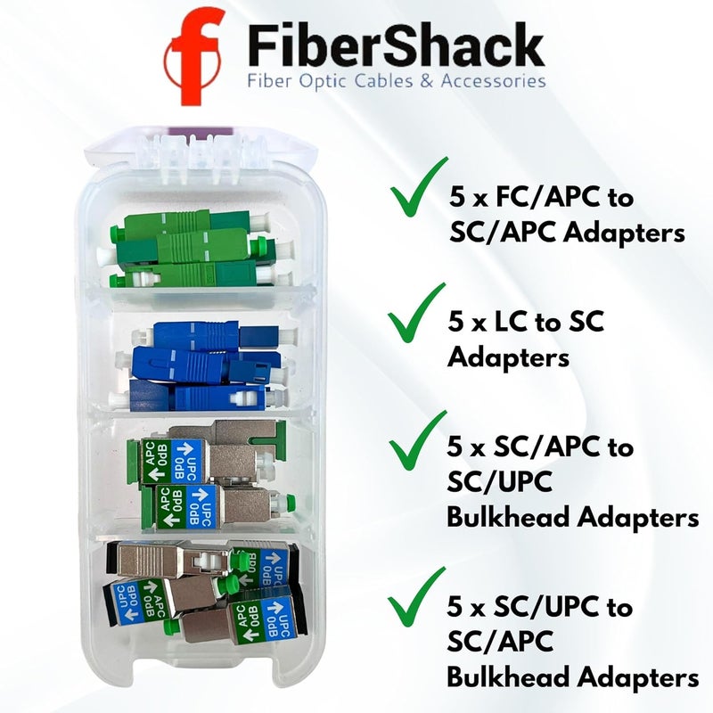 Fibershack - Bulkhead Fiber Optic Adapter Kit - 4 Piece Fiber Adapter Kit for SCUPC, SCAPC & LC to SC Cable Conversion - Fiber Optic Connector Kit for Fiber Conversion - Image 2